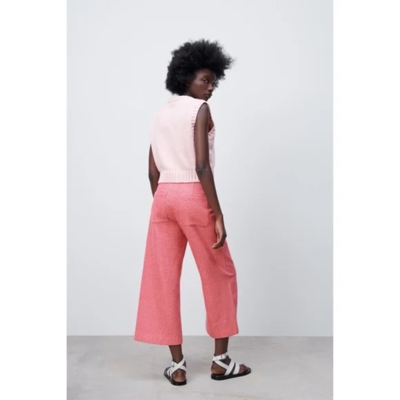 Zara pink tweed high rise pants - Picture 4 of 7